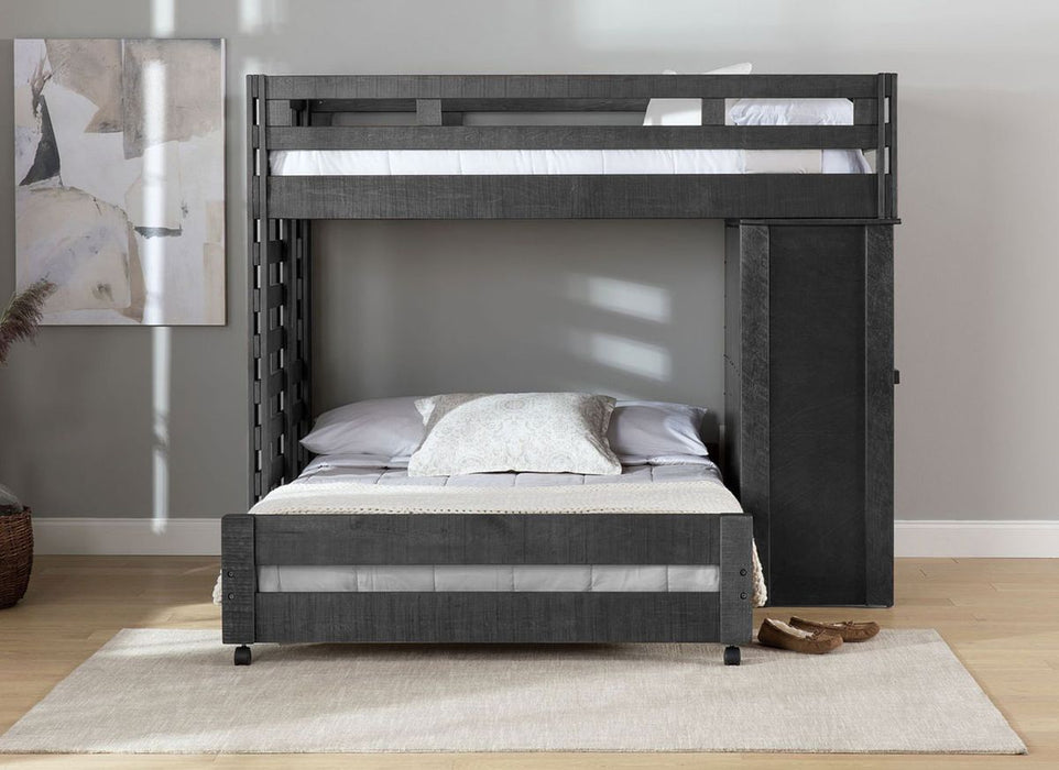 Elements International Vista Twin over Full Basic Loft Bed with Desk in Grey