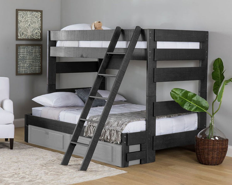 Elements International Vista Twin over Twin Bunk Bed with Ladder in Grey