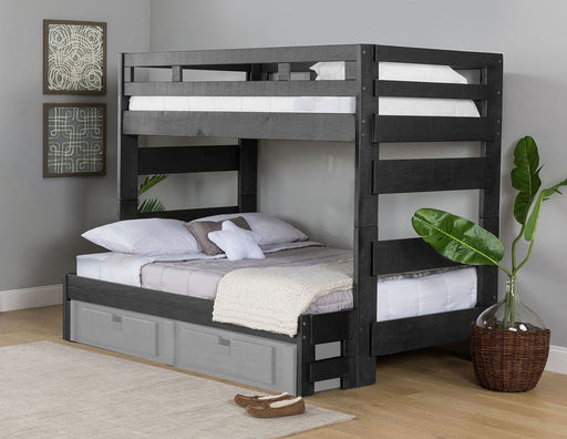 Elements International Vista High Top Twin over Full Bunk Bed with Ladder in Grey image