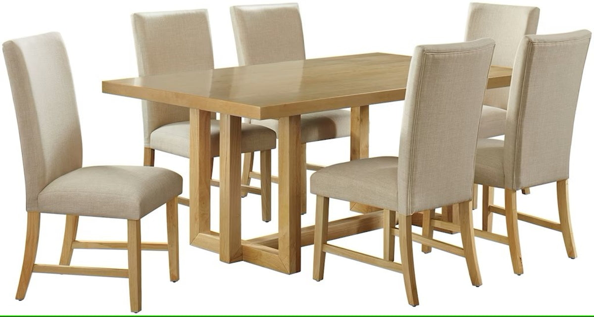 Elements International Morris Dining Table with Wood Top in Natural