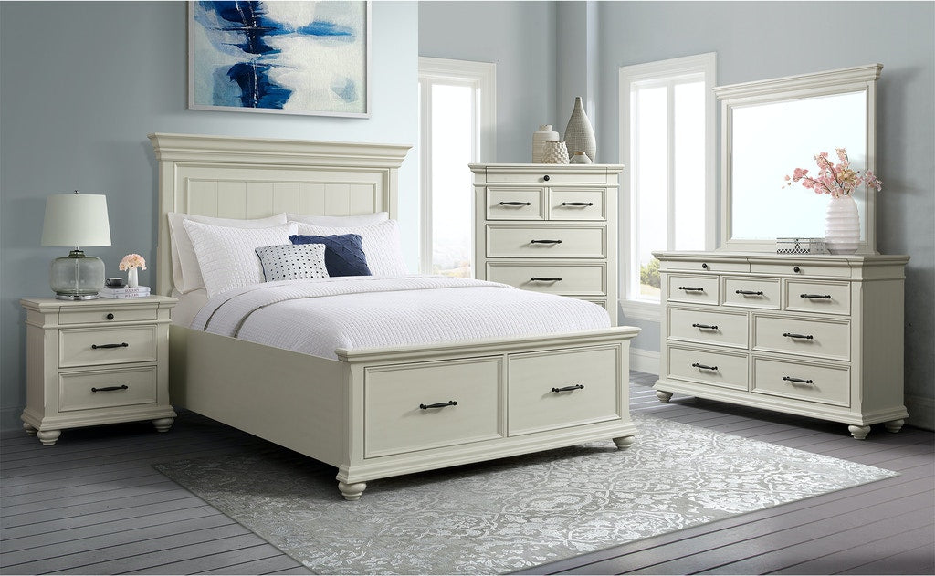 Elements International Slater King Storage Bed in White